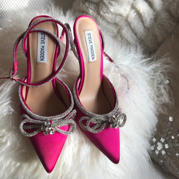 Double bow satin Fuchsia 7.5 pumps - Picture 4 of 11